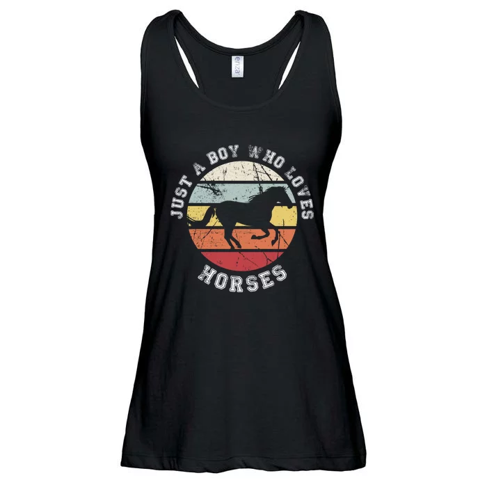 Just A Boy Who Loves Horses Cool Gift Horse Gift Ladies Essential Flowy Tank