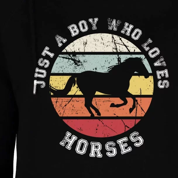 Just A Boy Who Loves Horses Cool Gift Horse Gift Womens Funnel Neck Pullover Hood