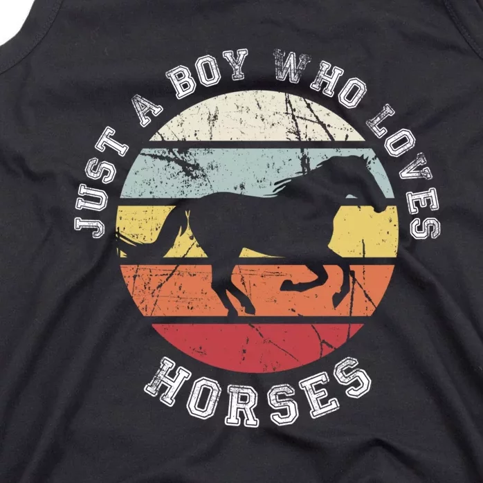 Just A Boy Who Loves Horses Cool Gift Horse Gift Tank Top