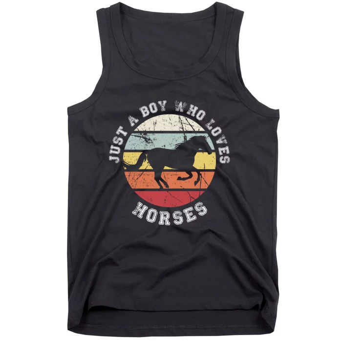 Just A Boy Who Loves Horses Cool Gift Horse Gift Tank Top