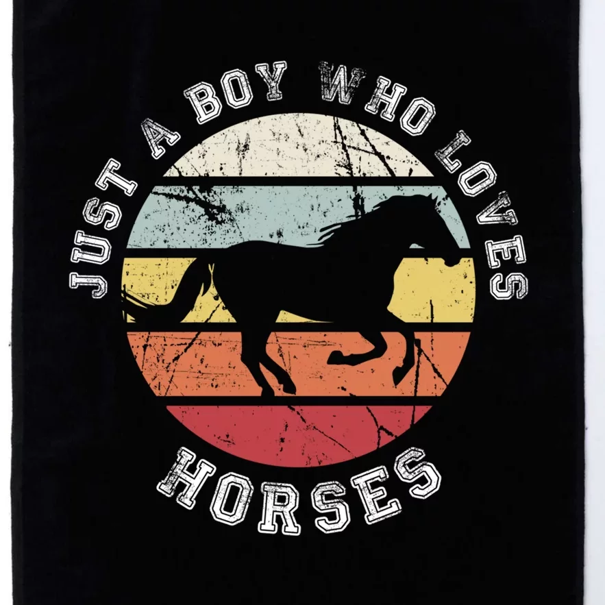 Just A Boy Who Loves Horses Cool Gift Horse Gift Platinum Collection Golf Towel