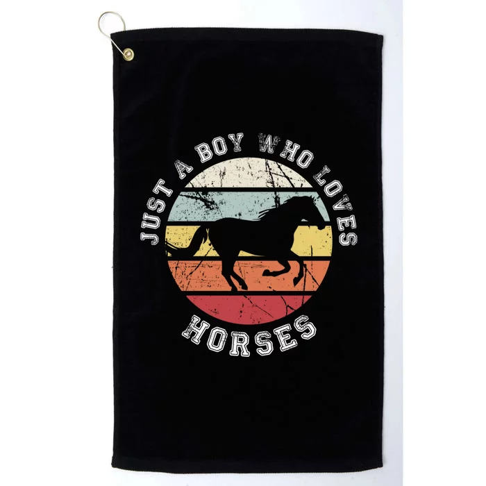 Just A Boy Who Loves Horses Cool Gift Horse Gift Platinum Collection Golf Towel