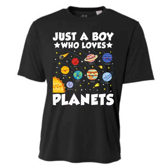 Just A Boy Who Loves Planets Solar System Space Science Geek Cooling Performance Crew T-Shirt