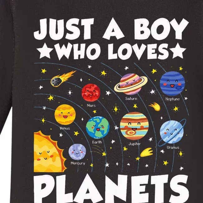 Just A Boy Who Loves Planets Solar System Space Science Geek Baby Long Sleeve Bodysuit