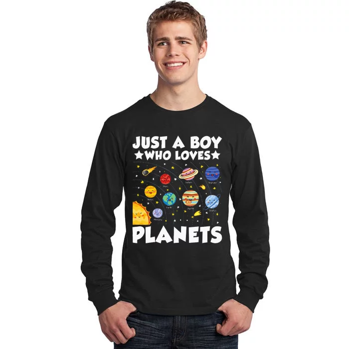 Just A Boy Who Loves Planets Solar System Space Science Geek Tall Long Sleeve T-Shirt