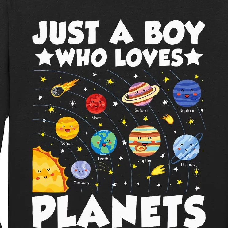 Just A Boy Who Loves Planets Solar System Space Science Geek Tall Long Sleeve T-Shirt