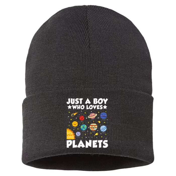 Just A Boy Who Loves Planets Solar System Space Science Geek Sustainable Knit Beanie