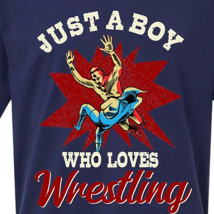 Just A Boy Who Loves Wrestling Wrestle Wrestler Sueded Cloud Jersey T-Shirt