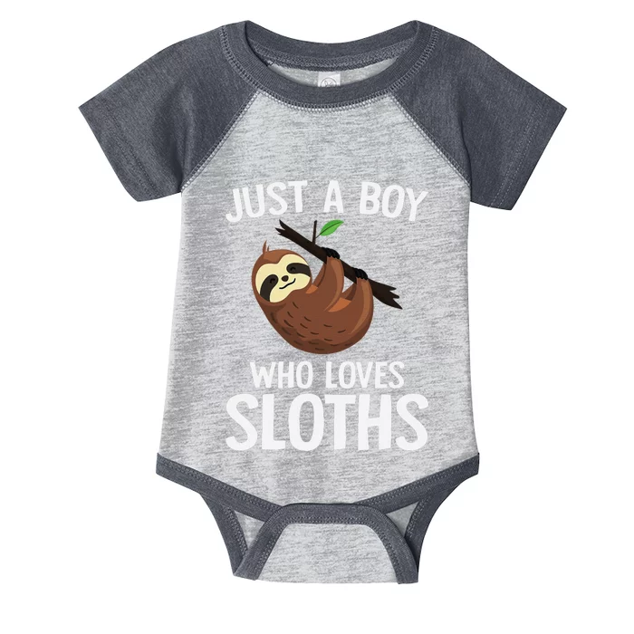 Just A Boy Who Loves Sloths Sloth Lover Infant Baby Jersey Bodysuit