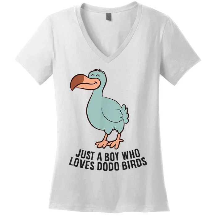 Just A Boy Who Loves Dodo Birds Women's V-Neck T-Shirt