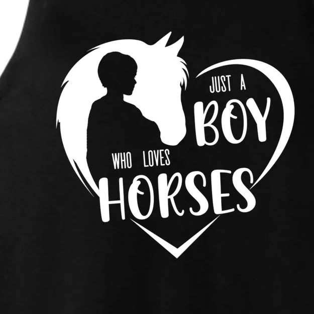 Just A Boy Who Loves Horses Boys Equestrian Horse Lover Gift Ladies Tri-Blend Wicking Tank