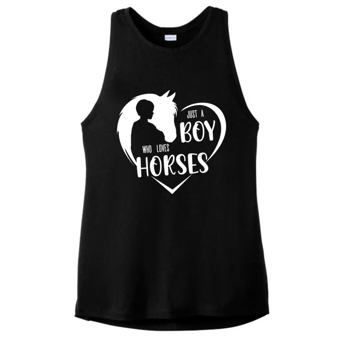 Just A Boy Who Loves Horses Boys Equestrian Horse Lover Gift Ladies Tri-Blend Wicking Tank