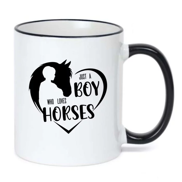 Just A Boy Who Loves Horses Boys Equestrian Horse Lover Gift Black Color Changing Mug