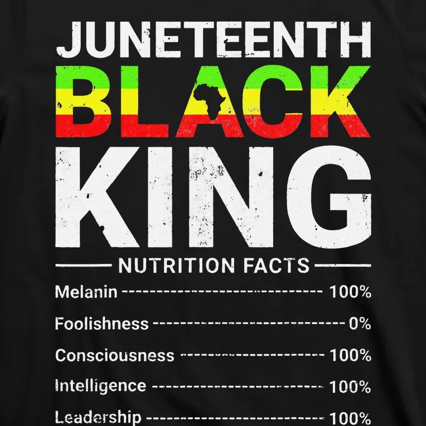 Juneteenth Accentors Black King Nutritional Facts Afro T-Shirt