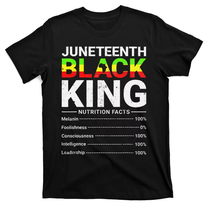 Juneteenth Accentors Black King Nutritional Facts Afro T-Shirt