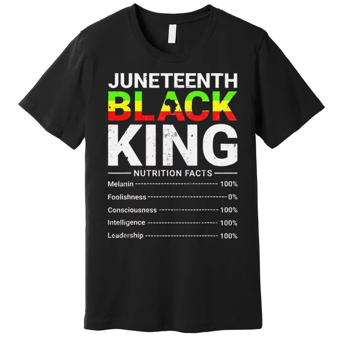 Juneteenth Accentors Black King Nutritional Facts Afro Premium T-Shirt