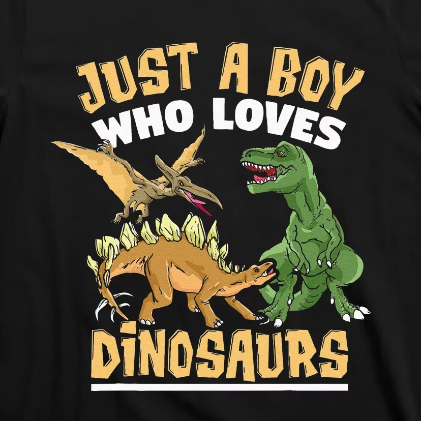 Just A Boy Who Loves Dinosaurs Schoolboys And Paleontologist T-Shirt