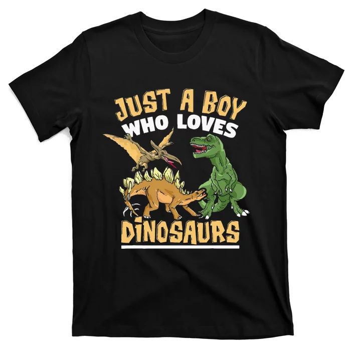 Just A Boy Who Loves Dinosaurs Schoolboys And Paleontologist T-Shirt