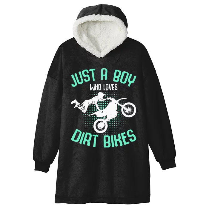 Just A Boy Who Loves Dirt Bikes Motocross Enduro Dirt Biking Hooded Wearable Blanket