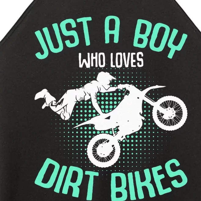 Just A Boy Who Loves Dirt Bikes Motocross Enduro Dirt Biking Women’s Perfect Tri Rocker Tank