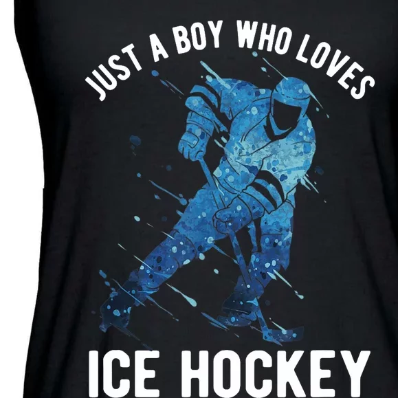 Just A Boy Who Loves Ice Hockey Ladies Essential Flowy Tank