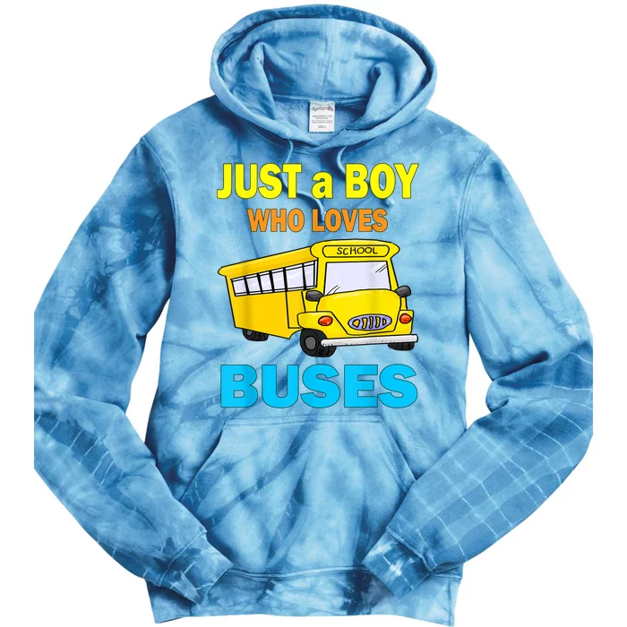 Just A Boy Who Loves School Buses & Cute Bus Lovers Tie Dye Hoodie