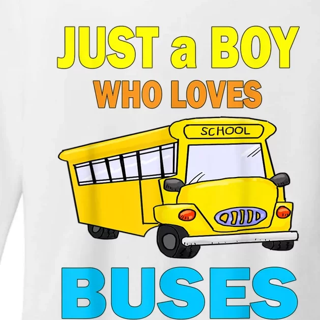 Just A Boy Who Loves School Buses & Cute Bus Lovers Womens CVC Long Sleeve Shirt