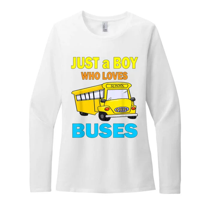 Just A Boy Who Loves School Buses & Cute Bus Lovers Womens CVC Long Sleeve Shirt