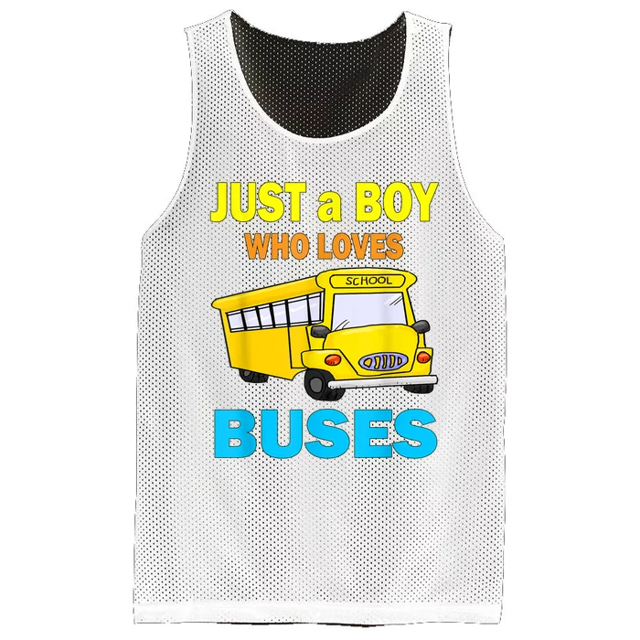 Just A Boy Who Loves School Buses & Cute Bus Lovers Mesh Reversible Basketball Jersey Tank