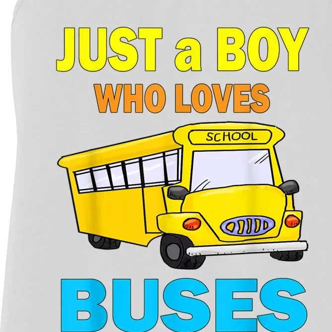 Just A Boy Who Loves School Buses & Cute Bus Lovers Women's Racerback Tank