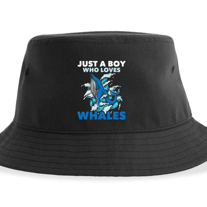 Just A Boy Who Loves Whales Marine Biologist Whale Lover Sustainable Bucket Hat