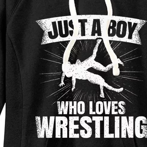 Just A Boy Who Loves Wrestling Wrestler Women's Fleece Hoodie