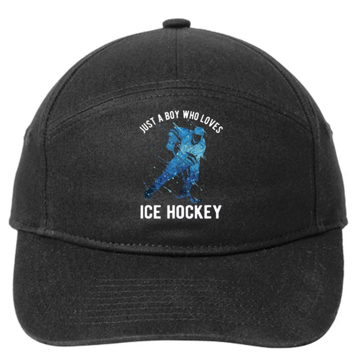 Just A Boy Who Loves Ice Hockey 7-Panel Snapback Hat