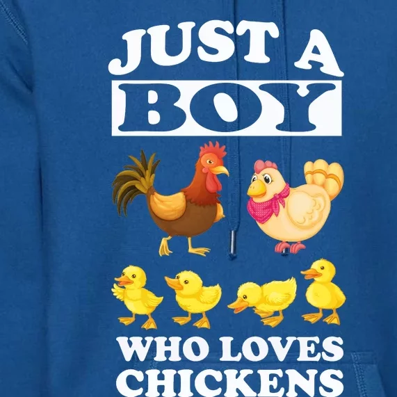 Just A Boy Who Loves Chickens Farm Chicken Gift Premium Hoodie