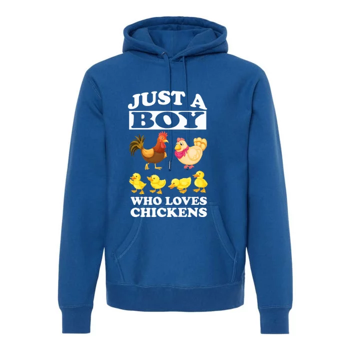 Just A Boy Who Loves Chickens Farm Chicken Gift Premium Hoodie