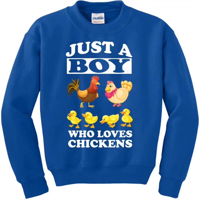 Just A Boy Who Loves Chickens Farm Chicken Gift Kids Sweatshirt