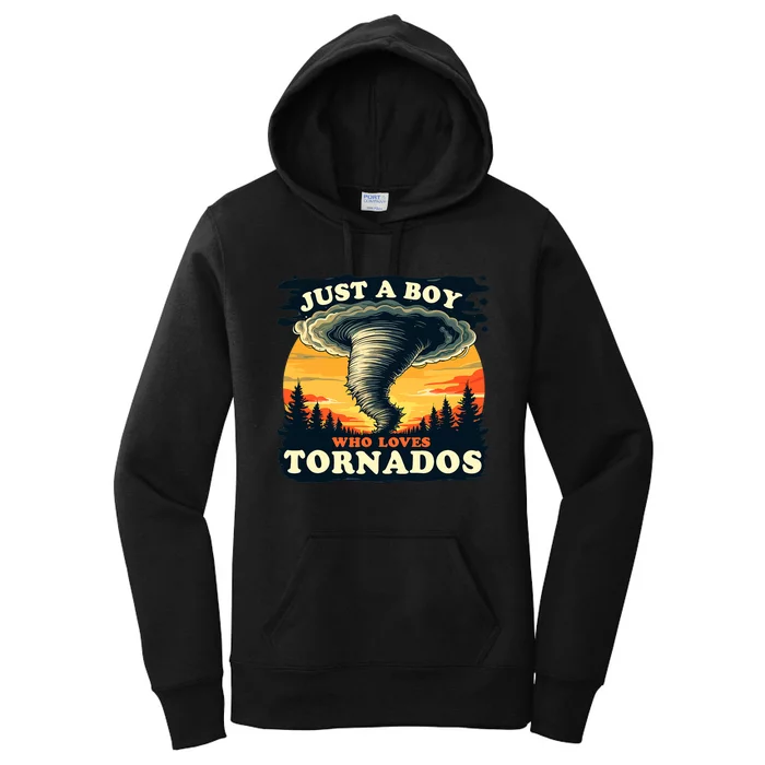 Just A Boy Who Loves Tornados Meteorology Storm Chaser Women's Pullover Hoodie