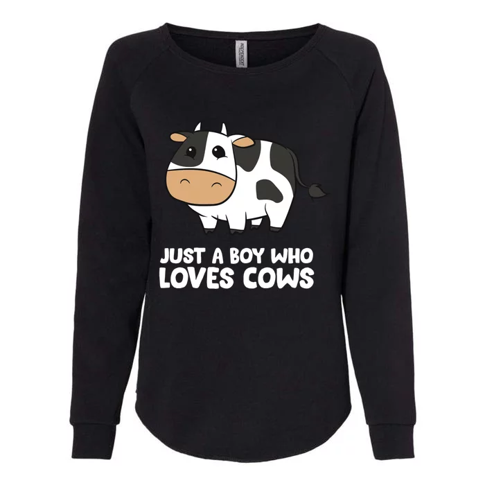 Just A Boy Who Loves Cows Gift Womens California Wash Sweatshirt