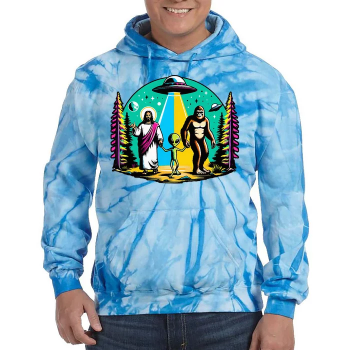 Jesus Alien Bigfoot And UfoS Tie Dye Hoodie