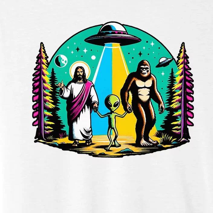 Jesus Alien Bigfoot And UfoS ChromaSoft Performance T-Shirt