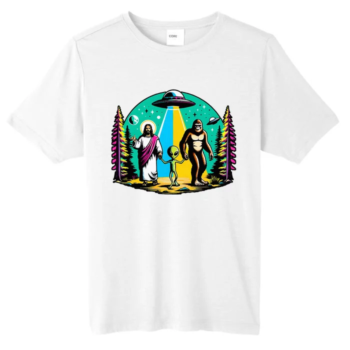 Jesus Alien Bigfoot And UfoS ChromaSoft Performance T-Shirt