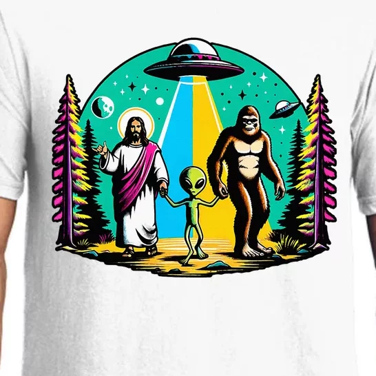 Jesus Alien Bigfoot And UfoS Pajama Set