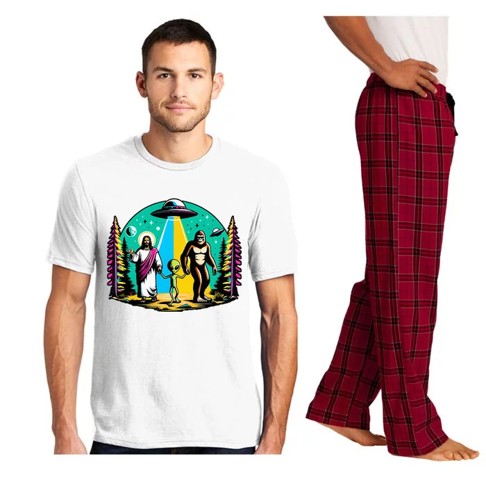 Jesus Alien Bigfoot And UfoS Pajama Set