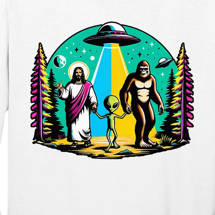 Jesus Alien Bigfoot And UfoS Tall Long Sleeve T-Shirt