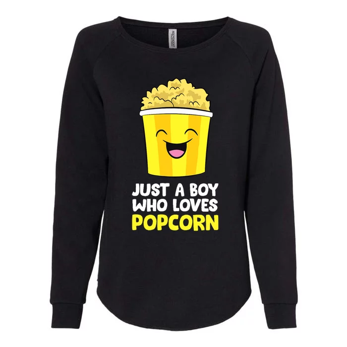 Just A Boy Who Loves Popcorn Cinema Movie Watching Popcorn Womens California Wash Sweatshirt