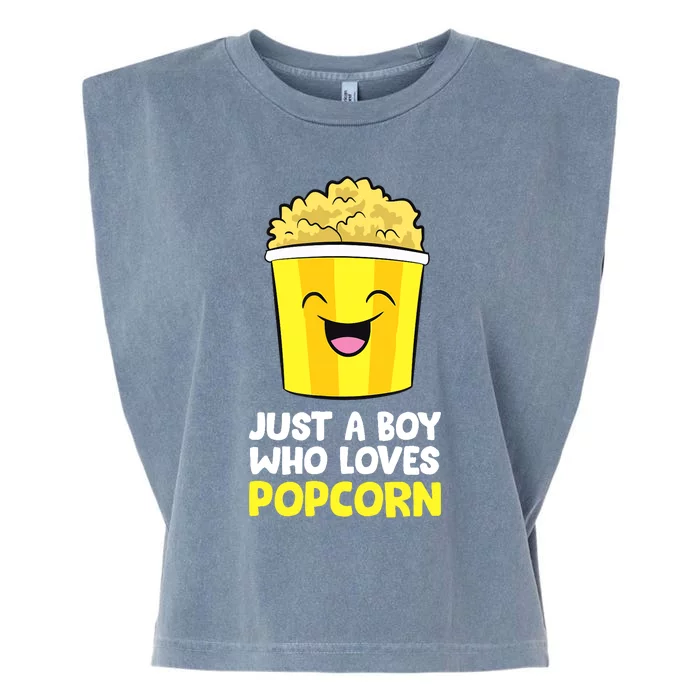 Just A Boy Who Loves Popcorn Cinema Movie Watching Popcorn Garment-Dyed Women's Muscle Tee