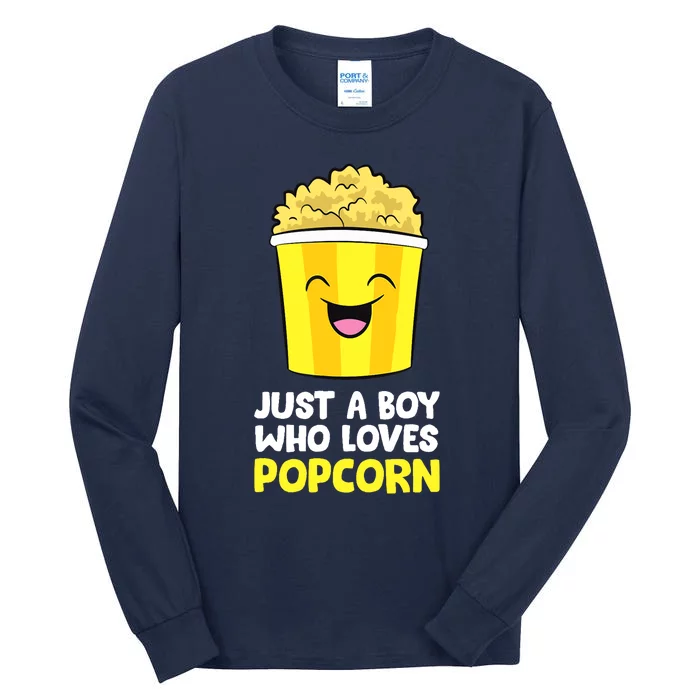 Just A Boy Who Loves Popcorn Cinema Movie Watching Popcorn Tall Long Sleeve T-Shirt