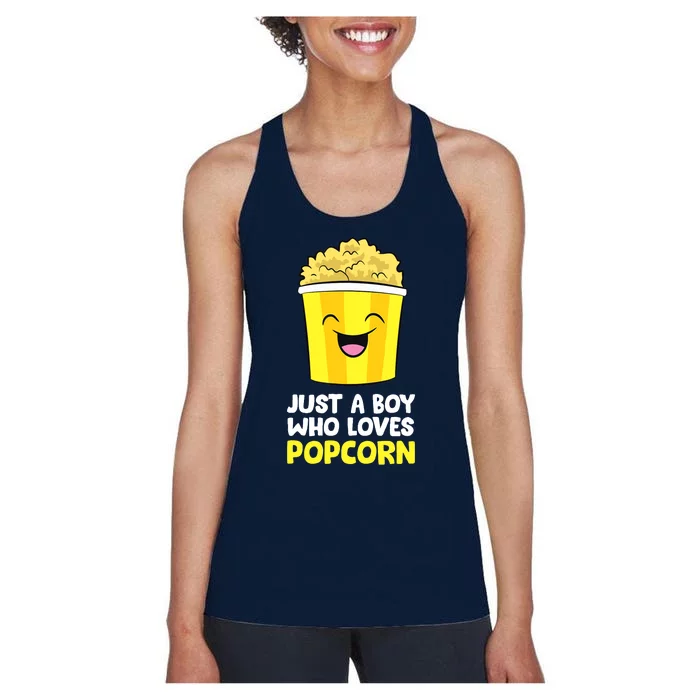 Just A Boy Who Loves Popcorn Cinema Movie Watching Popcorn Women's Racerback Tank