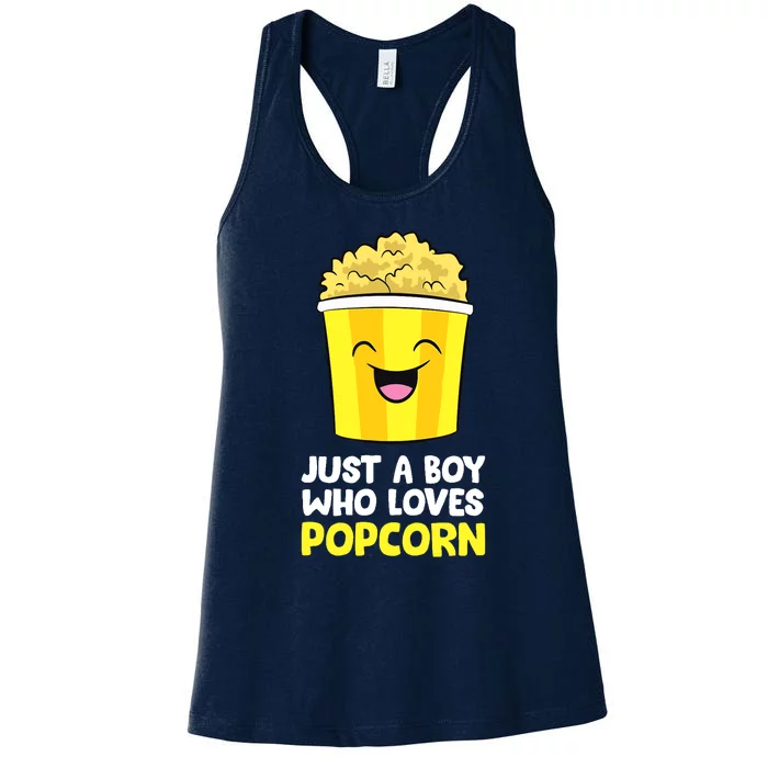 Just A Boy Who Loves Popcorn Cinema Movie Watching Popcorn Women's Racerback Tank