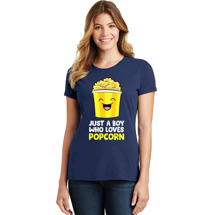 Just A Boy Who Loves Popcorn Cinema Movie Watching Popcorn Women's T-Shirt